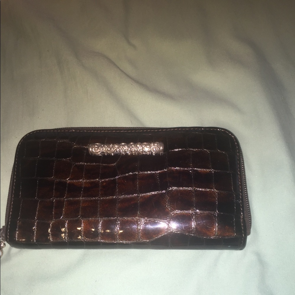 Brighton Patent Leather chocolate brown wallet